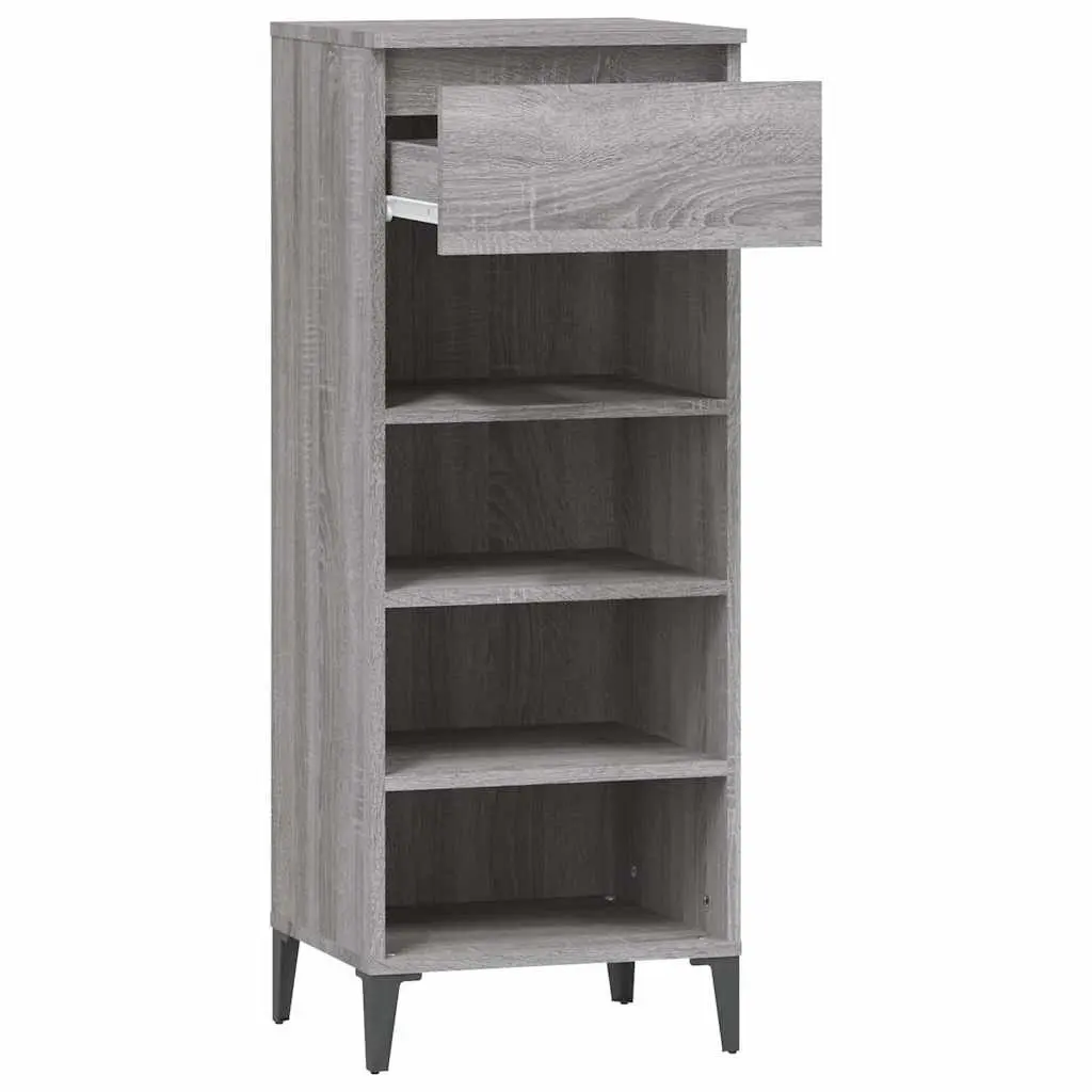 Shoe Rack Storage Cabinet Grey Engineered Wood 40x36x105cm