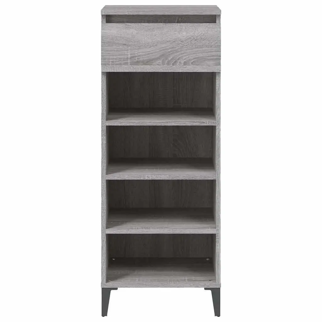 Shoe Rack Storage Cabinet Grey Engineered Wood 40x36x105cm