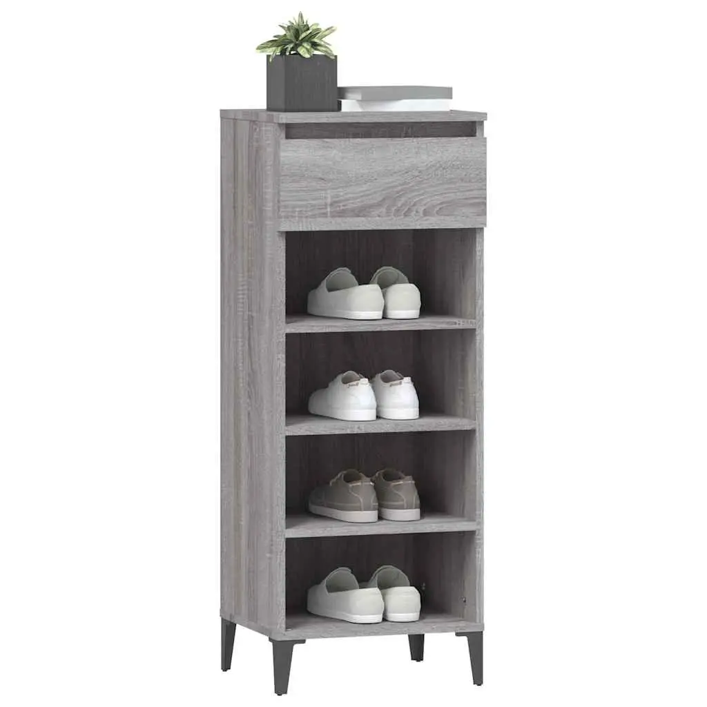 Shoe Rack Storage Cabinet Grey Engineered Wood 40x36x105cm