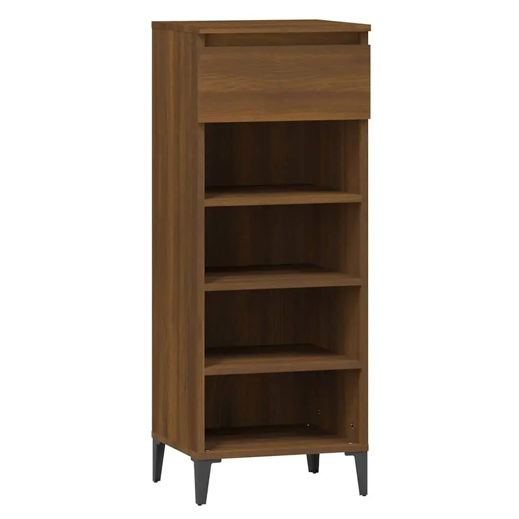 Shoe Rack Storage Organiser 40x36x105 cm Brown Oak with Shelves and Drawer