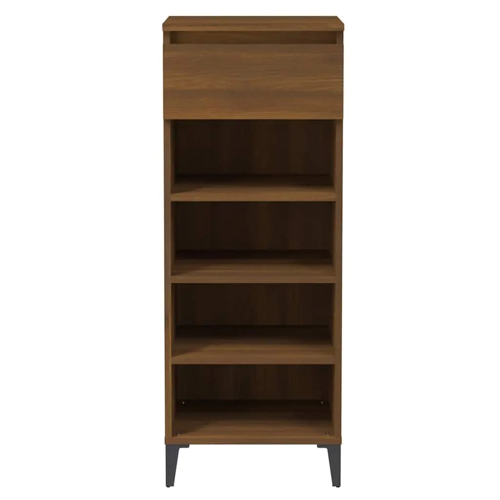 Shoe Rack Storage Organiser 40x36x105 cm Brown Oak with Shelves and Drawer
