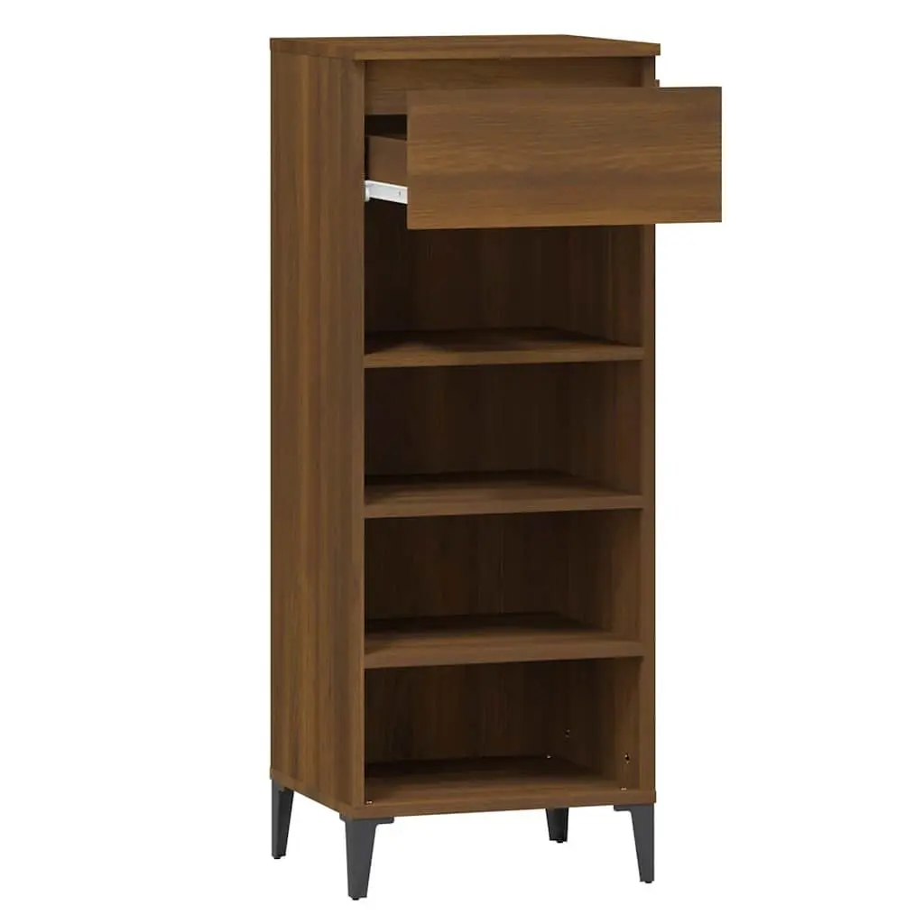 Shoe Rack Storage Organiser 40x36x105 cm Brown Oak with Shelves and Drawer