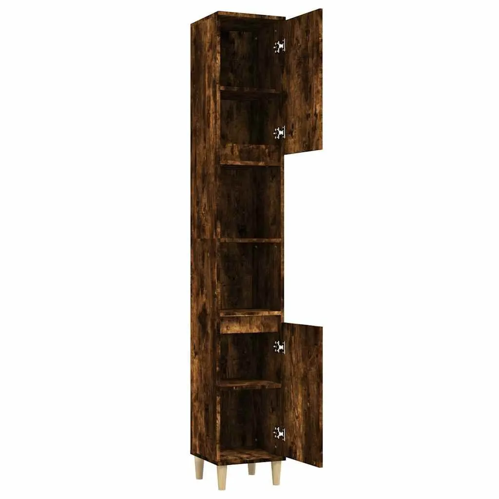 Storage Cabinet Bathroom Unit Engineered Wood Brown 30x30x190cm