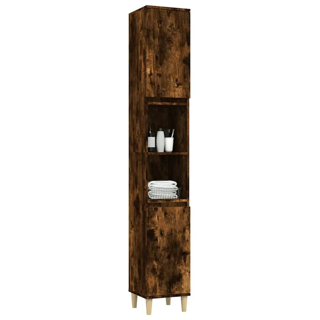 Storage Cabinet Bathroom Unit Engineered Wood Brown 30x30x190cm