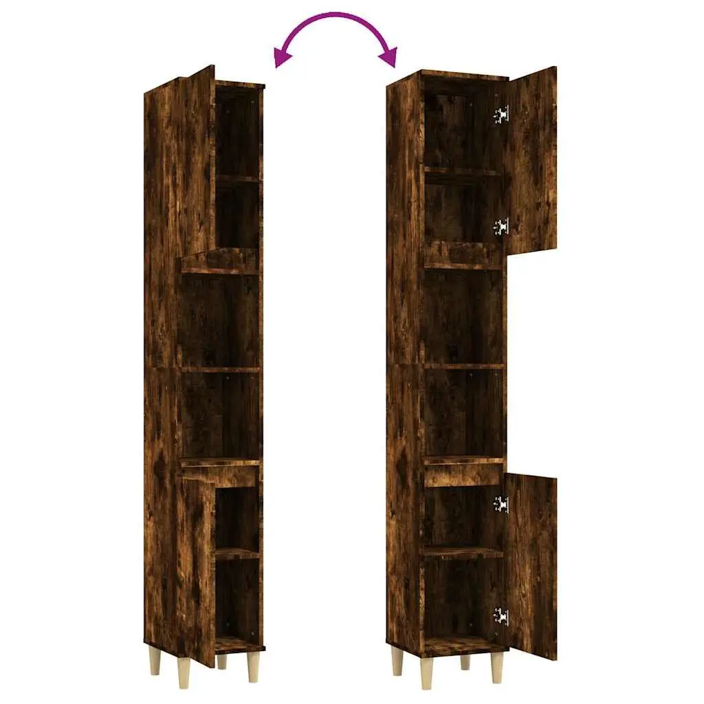 Storage Cabinet Bathroom Unit Engineered Wood Brown 30x30x190cm