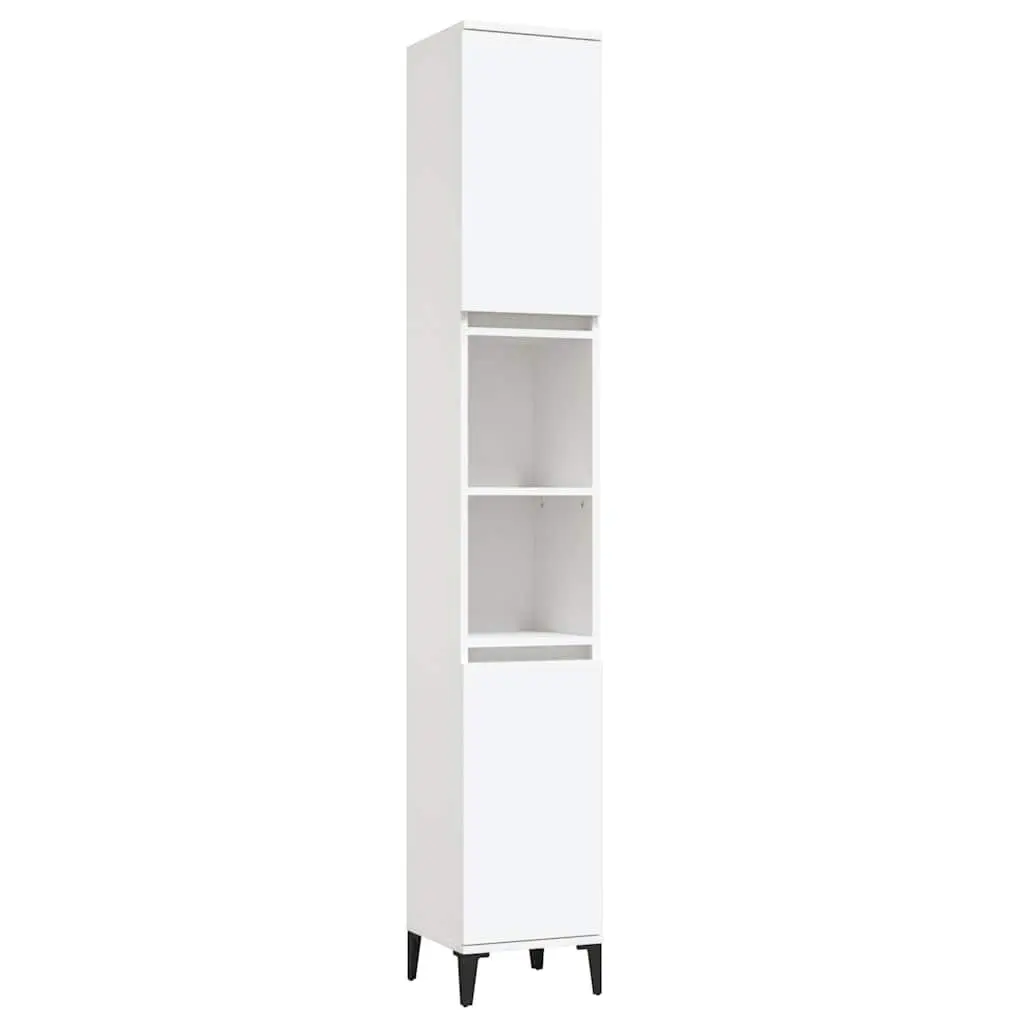 Bathroom Cabinet Storage Cupboard 30x30x190 cm White Engineered Wood