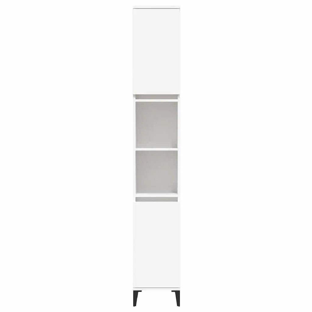 Bathroom Cabinet Storage Cupboard 30x30x190 cm White Engineered Wood