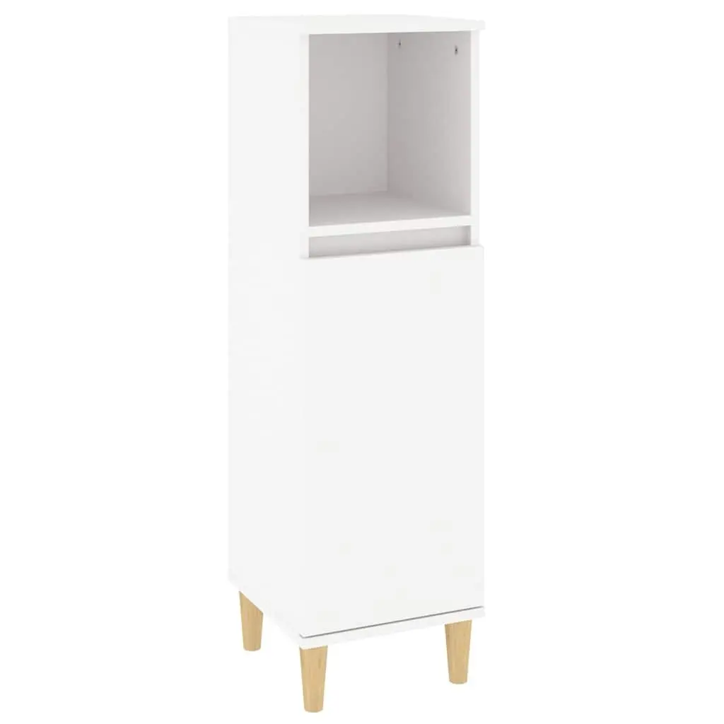 Bathroom Cabinet White Storage Cupboard Engineered Wood 30x30x100cm
