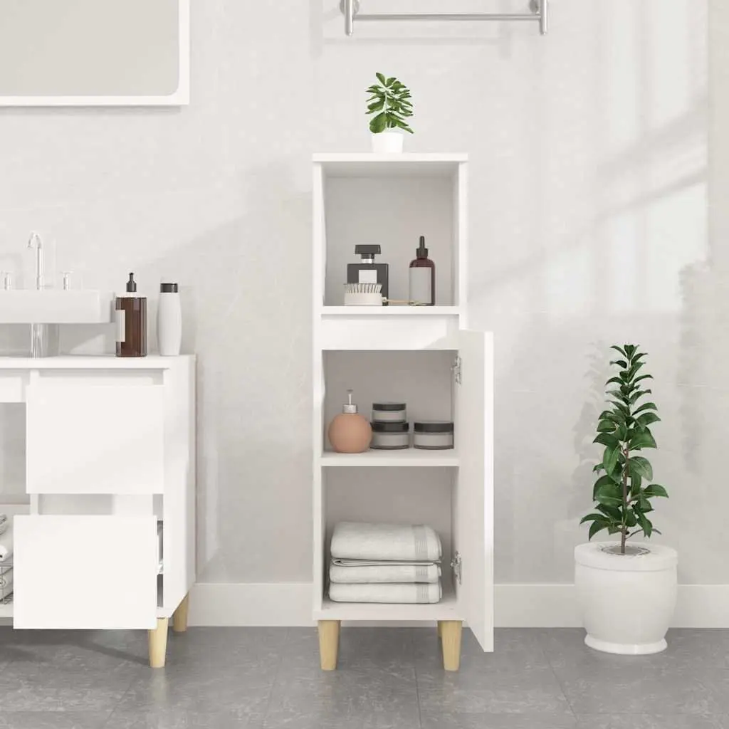Bathroom Cabinet White Storage Cupboard Engineered Wood 30x30x100cm