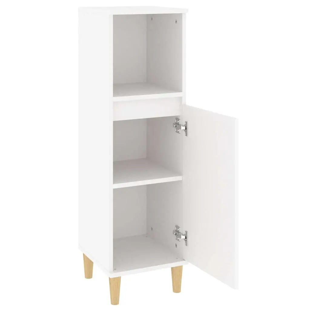 Bathroom Cabinet White Storage Cupboard Engineered Wood 30x30x100cm