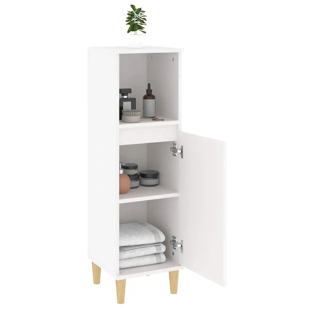 Bathroom Cabinet White Storage Cupboard Engineered Wood 30x30x100cm