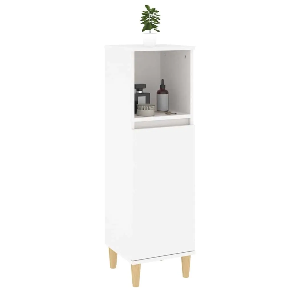 Bathroom Cabinet White Storage Cupboard Engineered Wood 30x30x100cm