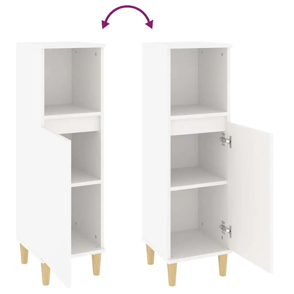 Bathroom Cabinet White Storage Cupboard Engineered Wood 30x30x100cm
