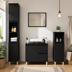 Reliable Bathroom Vanity Cabinet in Sleek Black Design