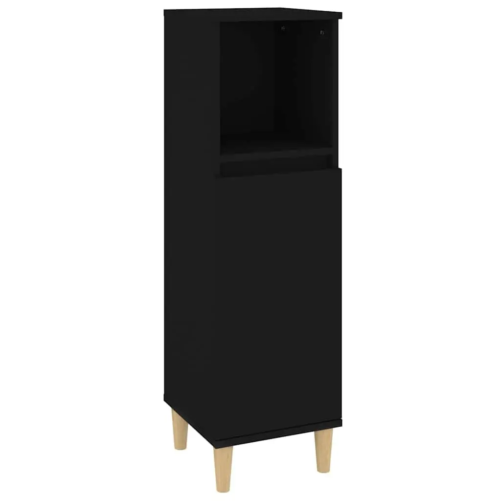 Bathroom Cabinet Black Storage Unit 30x30x100cm