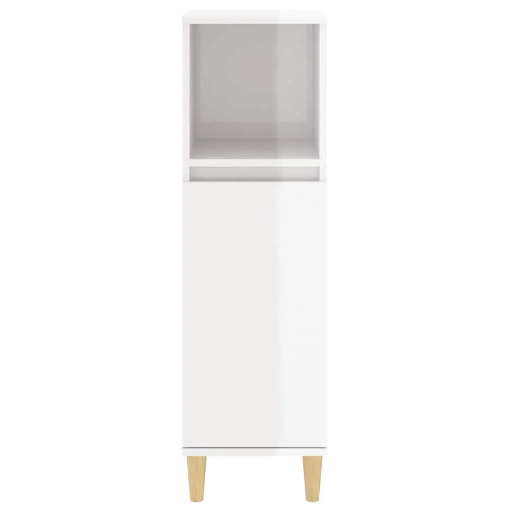Bathroom Vanity Cabinet White High Gloss Storage Unit Engineered Wood 30 x 30 x 100 cm