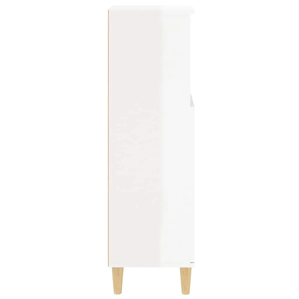 Bathroom Vanity Cabinet White High Gloss Storage Unit Engineered Wood 30 x 30 x 100 cm
