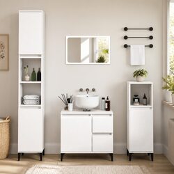 Reliable Bathroom Storage Cabinet with White Finish 30x30x100cm