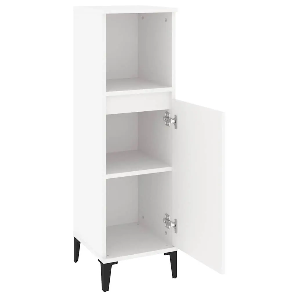 Bathroom Cabinet White Storage Unit Engineered Wood 30x30x100cm