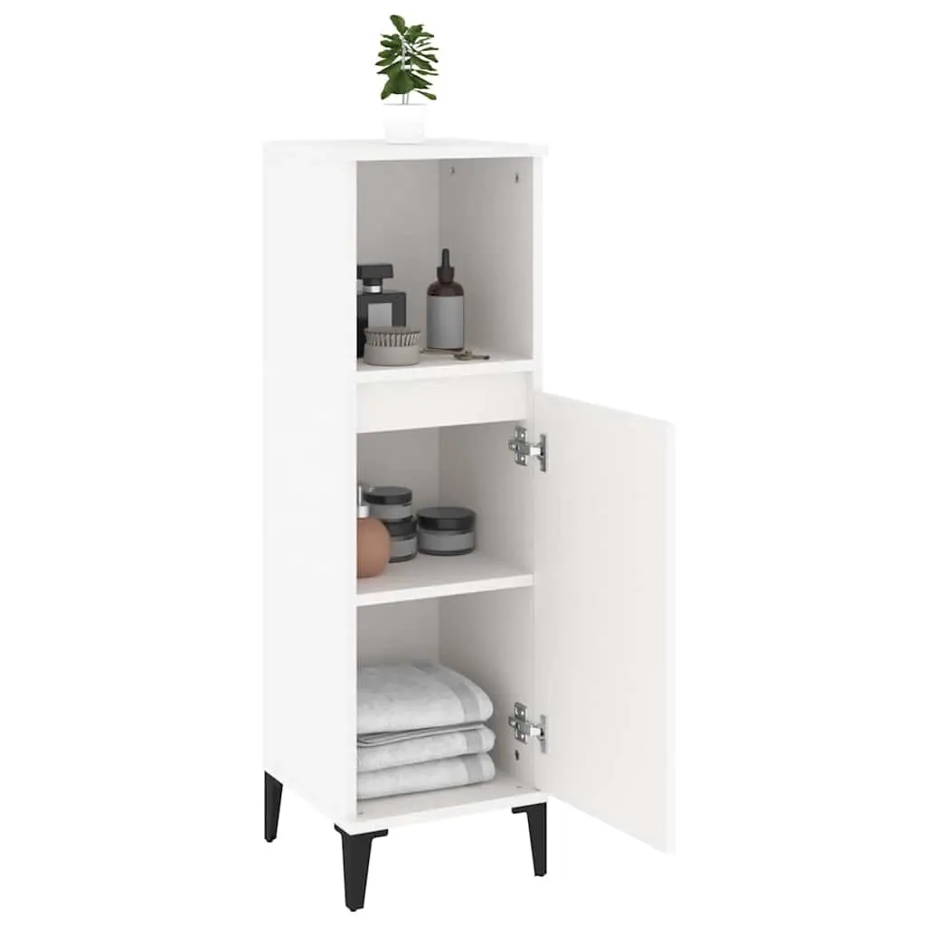 Bathroom Cabinet White Storage Unit Engineered Wood 30x30x100cm