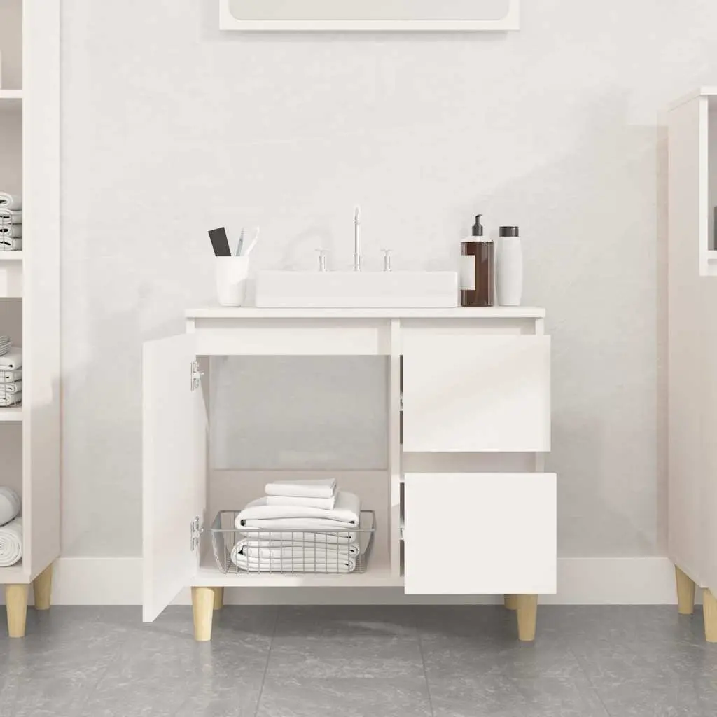 Bathroom Vanity Cabinet Storage Unit 65 x 33 x 60 cm White Engineered Wood