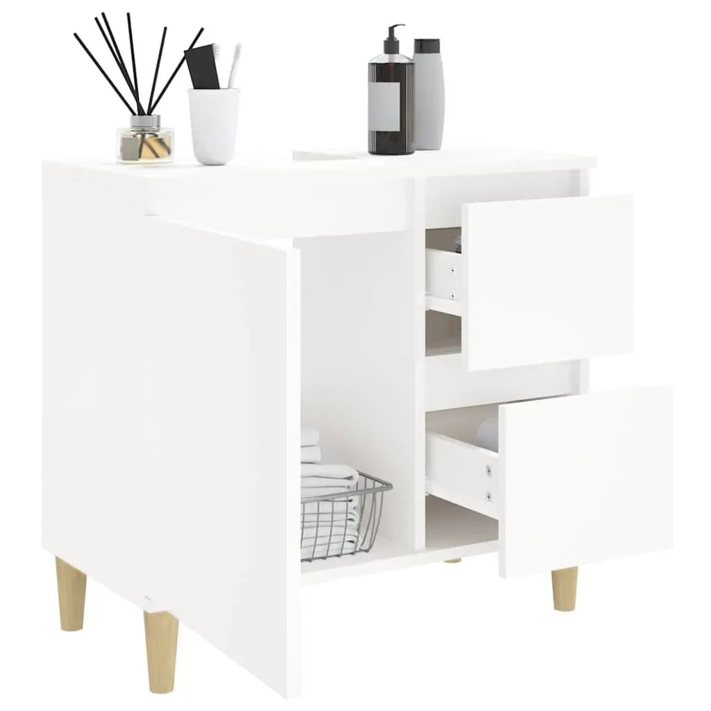 Bathroom Vanity Cabinet Storage Unit 65 x 33 x 60 cm White Engineered Wood