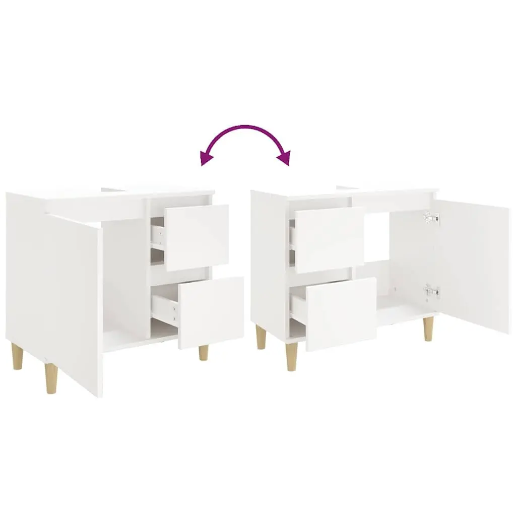 Bathroom Vanity Cabinet Storage Unit 65 x 33 x 60 cm White Engineered Wood