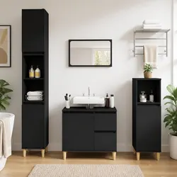 Reliable Black Bathroom Vanity Cabinet with Practical Design