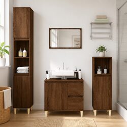 Reliable Brown Oak Bathroom Cabinet for Everyday Use