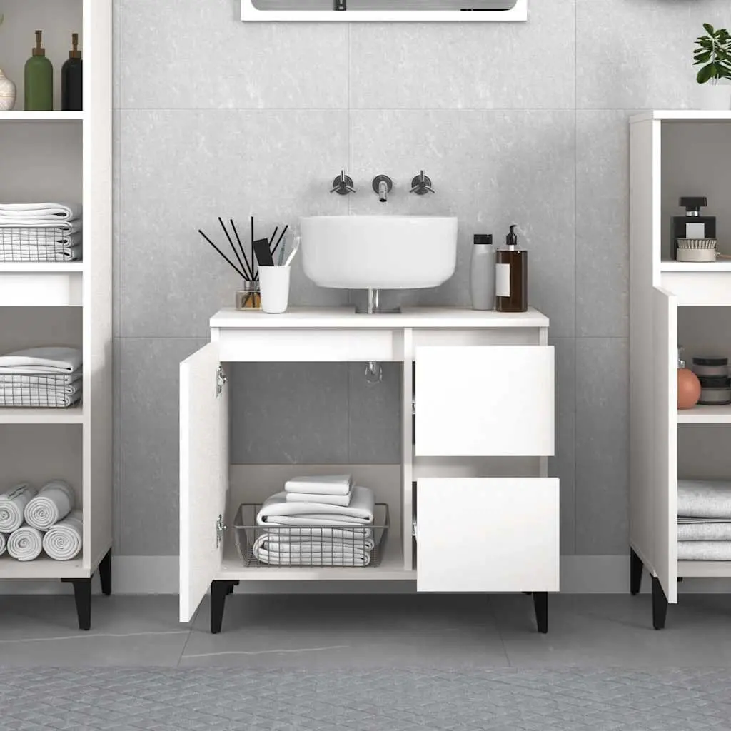 Bathroom Cabinet Storage Unit White 65x33x60 cm with Drawers and Door