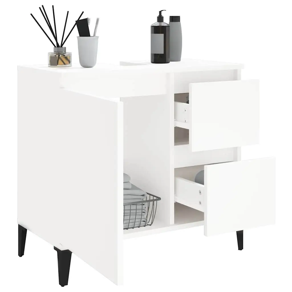 Bathroom Cabinet Storage Unit White 65x33x60 cm with Drawers and Door