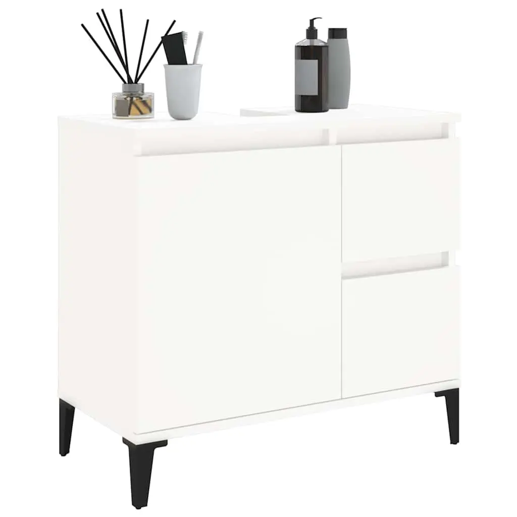Bathroom Cabinet Storage Unit White 65x33x60 cm with Drawers and Door
