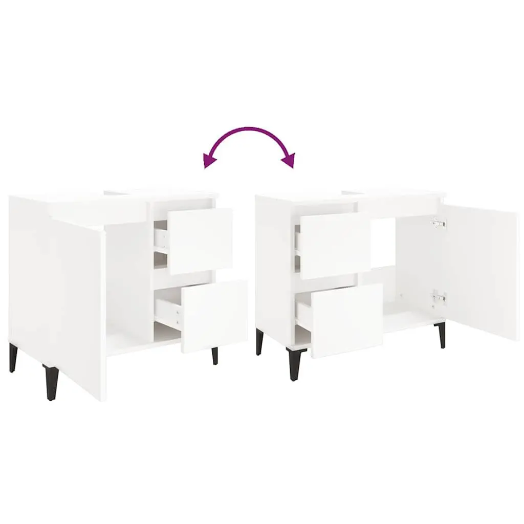 Bathroom Cabinet Storage Unit White 65x33x60 cm with Drawers and Door