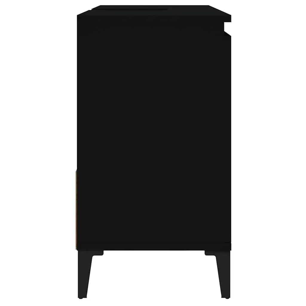Bathroom Vanity Cabinet Black Storage Unit 2 Drawers 1 Door Compartment Engineered Wood