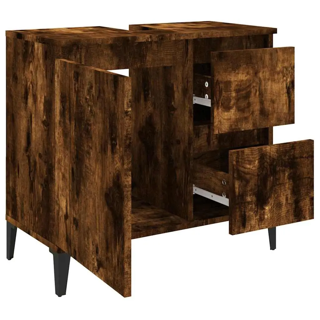 Bathroom Vanity Cabinet Storage Unit 65x33x60cm Brown Engineered Wood
