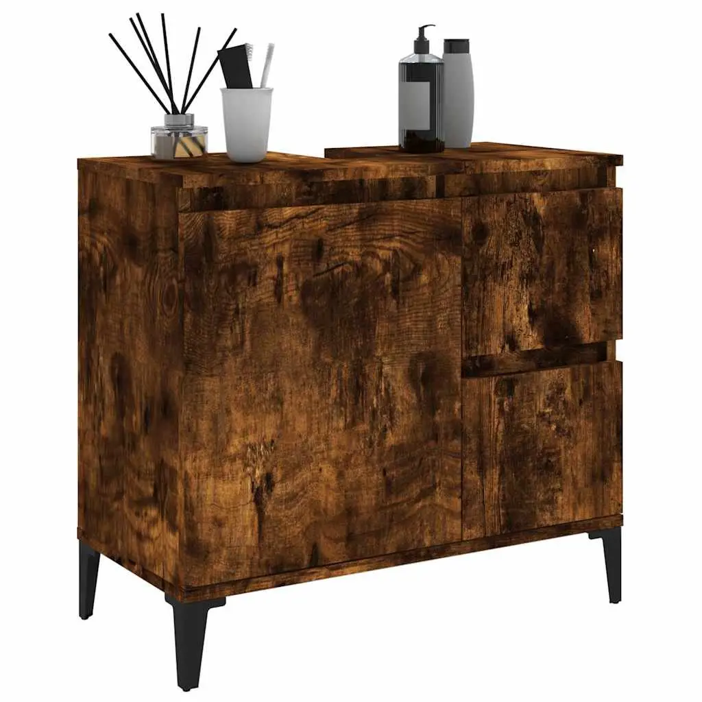 Bathroom Vanity Cabinet Storage Unit 65x33x60cm Brown Engineered Wood