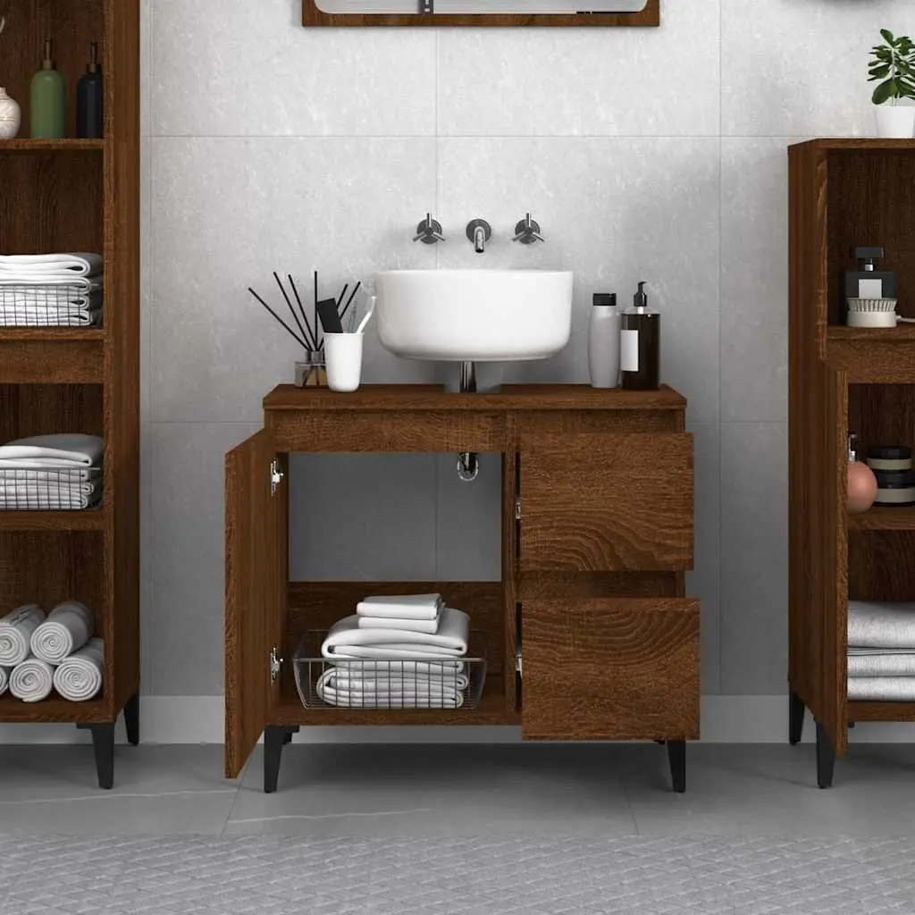 Brown Oak Bathroom Vanity Cabinet 65x33x60cm