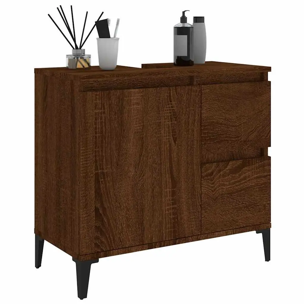 Brown Oak Bathroom Vanity Cabinet 65x33x60cm