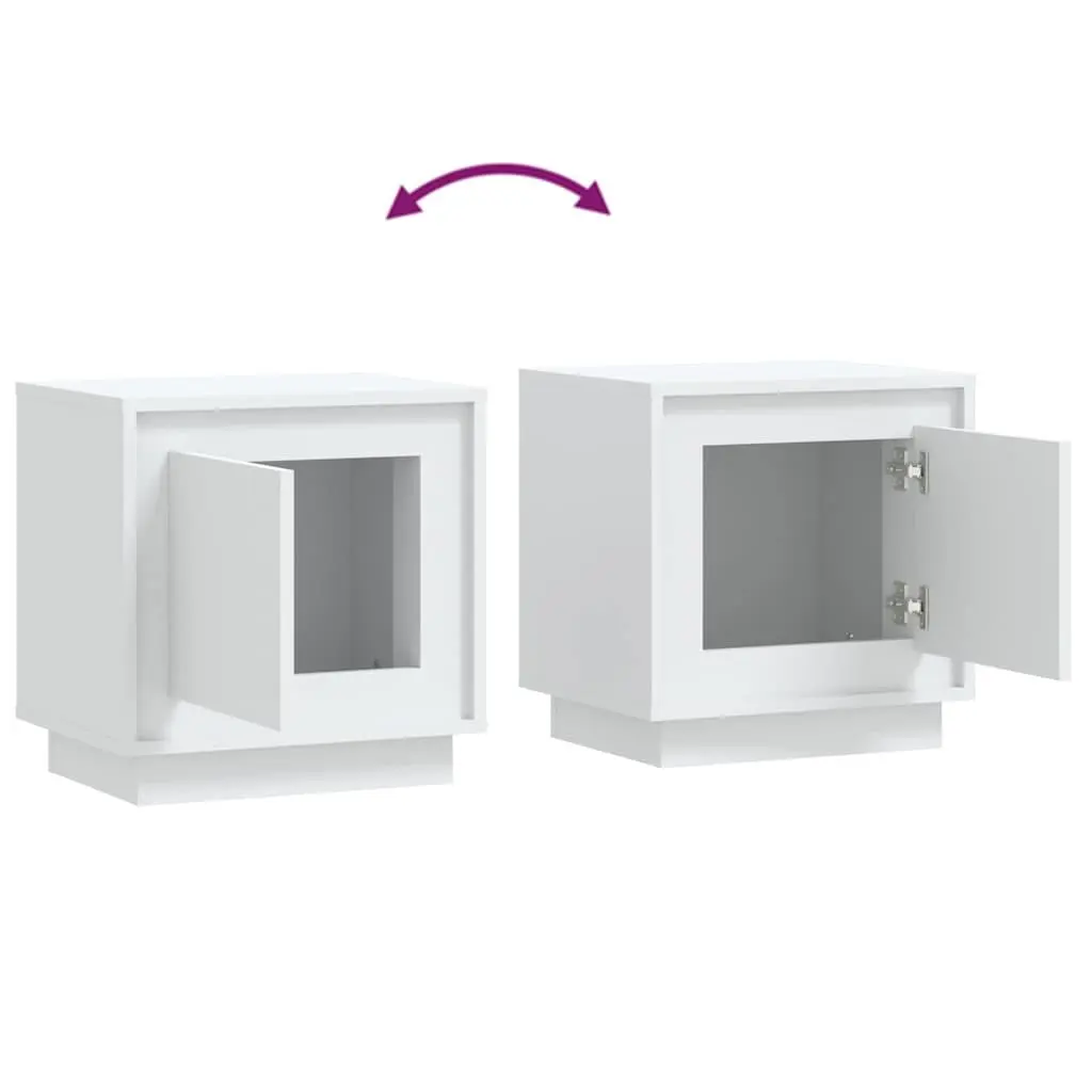 Bedside Cabinets 2 pcs White 44x35x45 cm Modern Nightstand Storage Cabinet