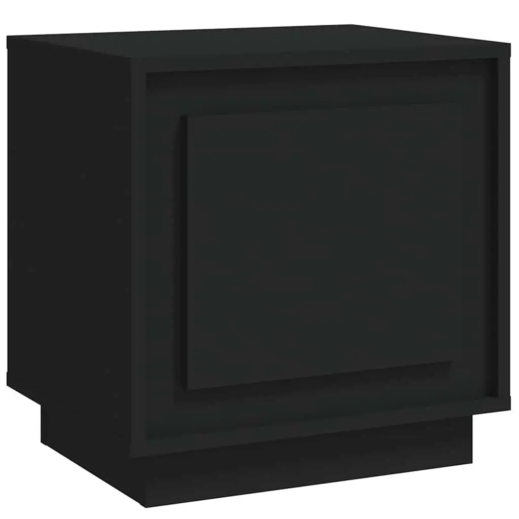 Bedside Cabinet Black Modern Nightstand Storage Table 44x35x45cm
