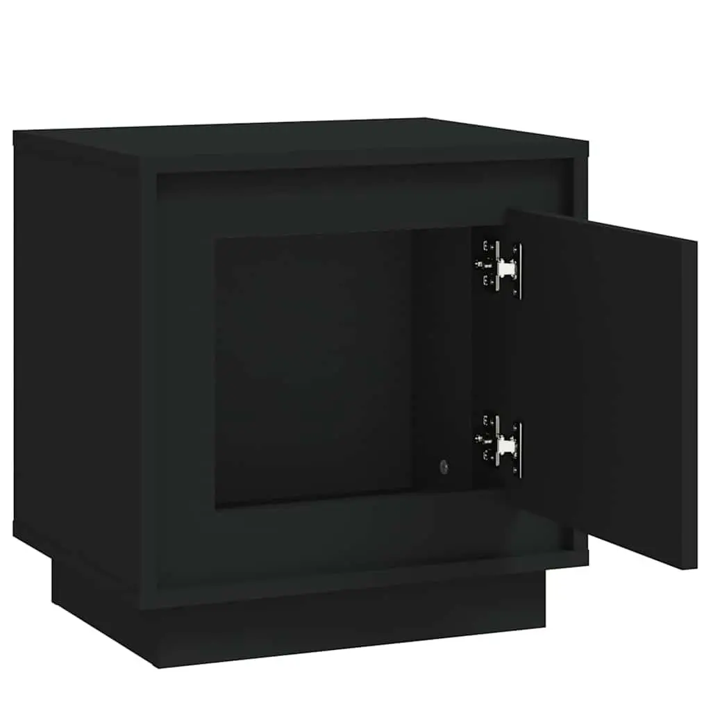 Bedside Cabinet Black Modern Nightstand Storage Table 44x35x45cm