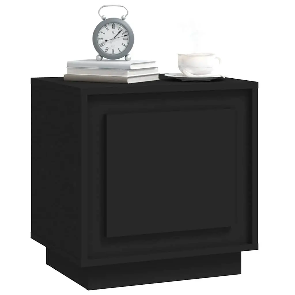 Bedside Cabinet Black Modern Nightstand Storage Table 44x35x45cm