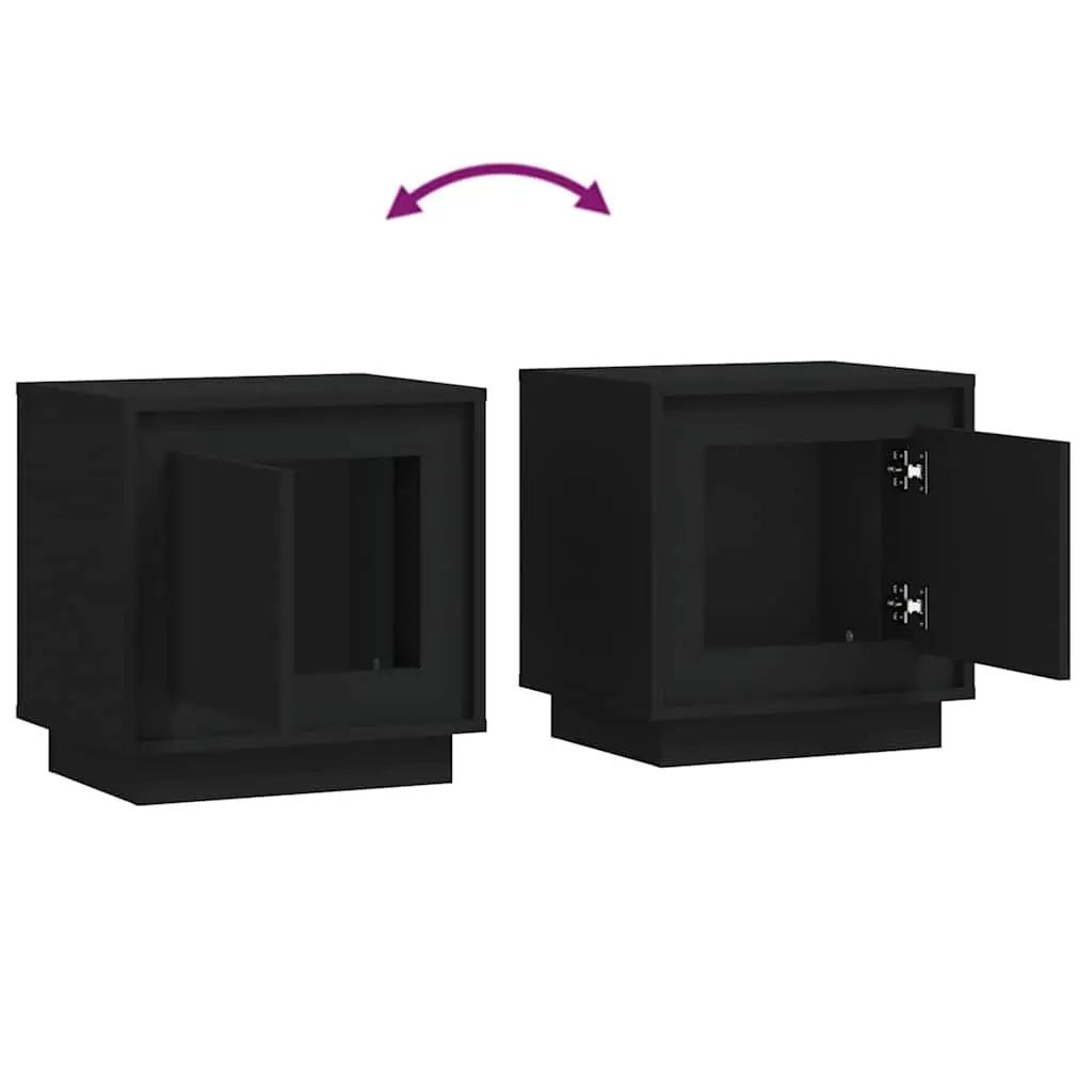 Bedside Cabinets Storage 44x35x45 cm Black 2 pcs Engineered Wood Nightstand