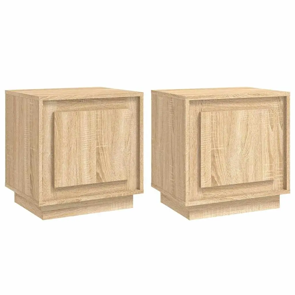 Bedside Cabinets Storage Table 44x35x45 cm Brown 2 Piece Modern Nightstand