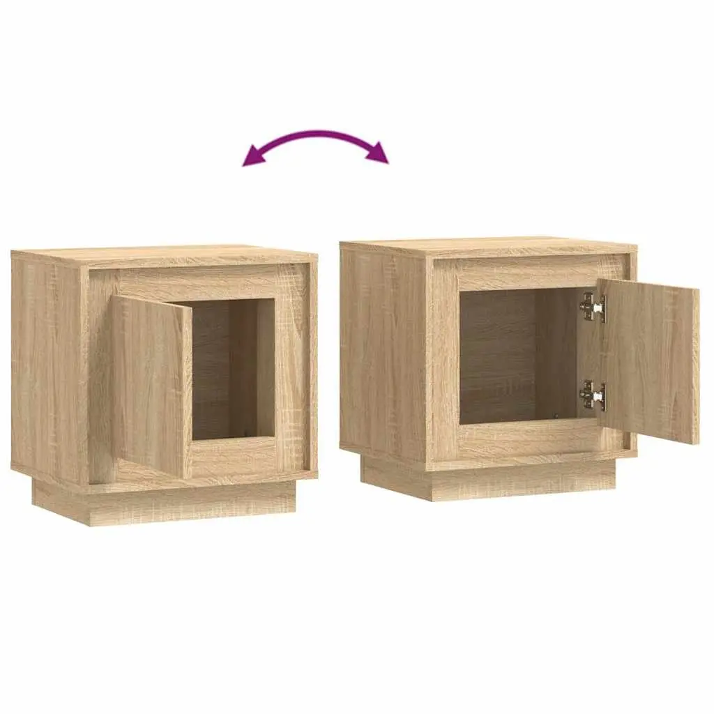 Bedside Cabinets Storage Table 44x35x45 cm Brown 2 Piece Modern Nightstand