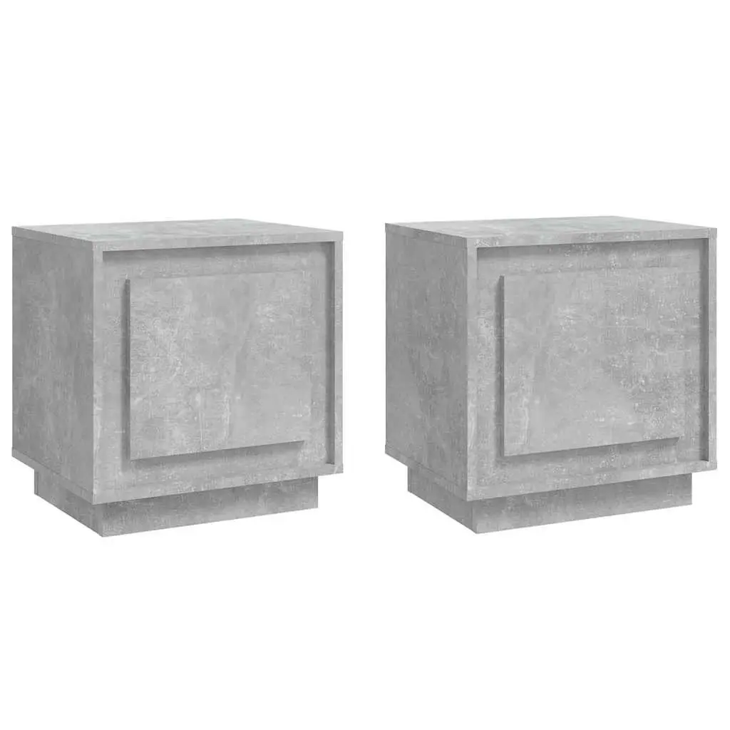 Bedside Cabinet Nightstand Storage Table 44x35x45cm Grey Engineered Wood Set of 2