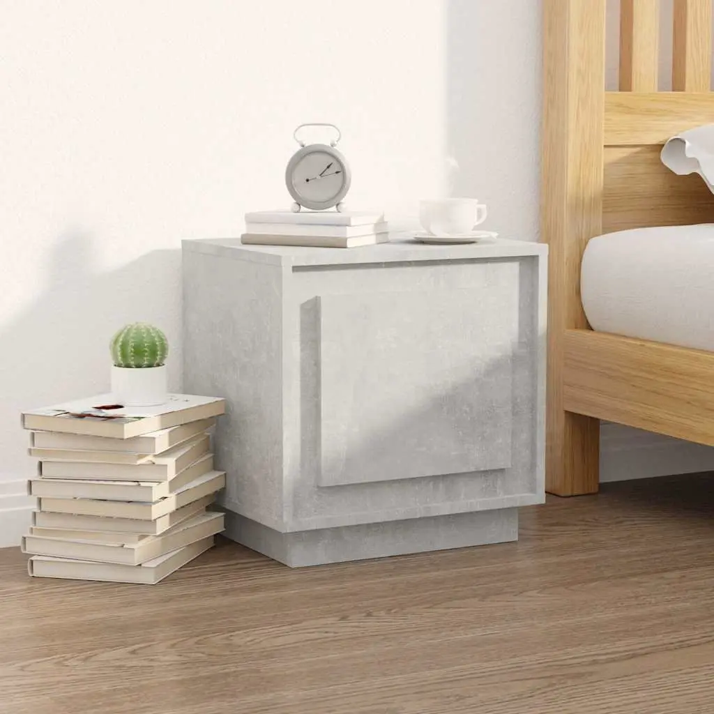 Bedside Cabinet Nightstand Storage Table 44x35x45cm Grey Engineered Wood Set of 2