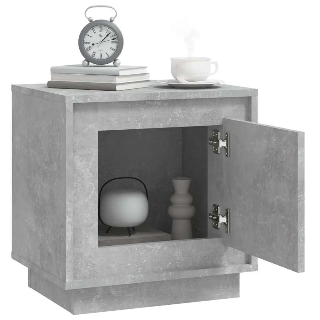 Bedside Cabinet Nightstand Storage Table 44x35x45cm Grey Engineered Wood Set of 2