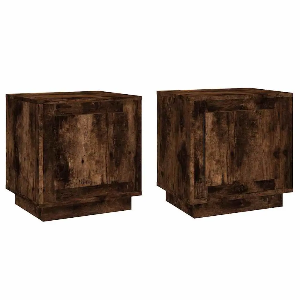 Bedside Cabinets Storage Table 44W x 35D x 45H cm Brown 2 Piece Engineered Wood