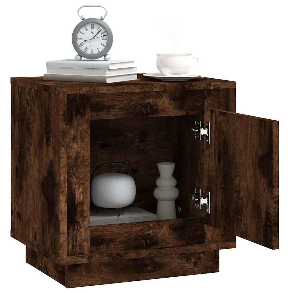 Bedside Cabinets Storage Table 44W x 35D x 45H cm Brown 2 Piece Engineered Wood
